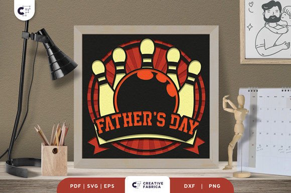 Bowling Dad 3D Shadow Box Papercut: A Crafty Gift for the Strike King