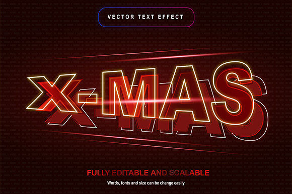 Neon Light Xmas Editable Text: Festive Glow for Your Designs