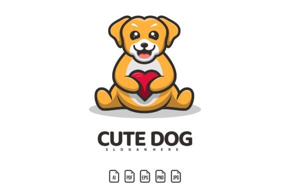 Valentine's Cute Dog Mascot Logo: A Playful Brand Asset